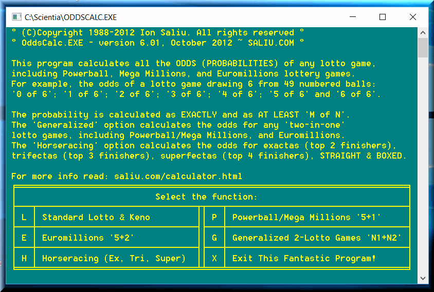 Software to calculate probabilities (odds).