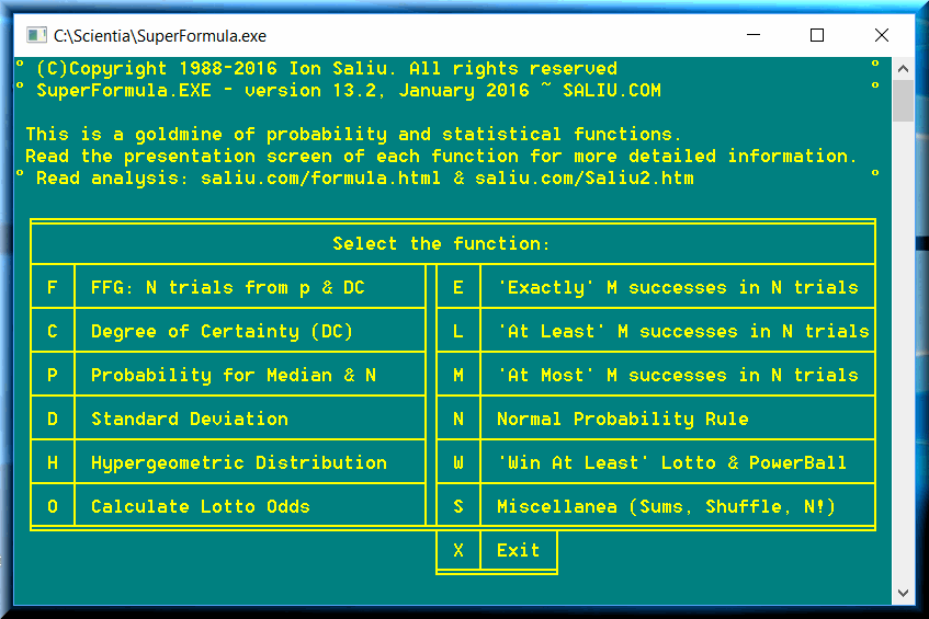 Formula software is a great calculator, including probability theory paradoxes, laws, rules, odds.