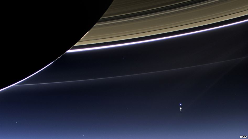NASA's Cassini spacecraft with images of Earth and Moon as seen from Saturn.
