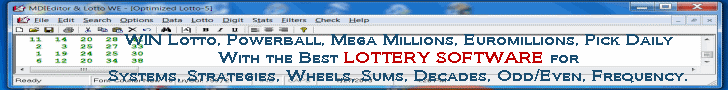 Lottery Software: Jackpot Lotto, Pick Lotteries, Powerball, Mega Millions, Euromillions, Keno.