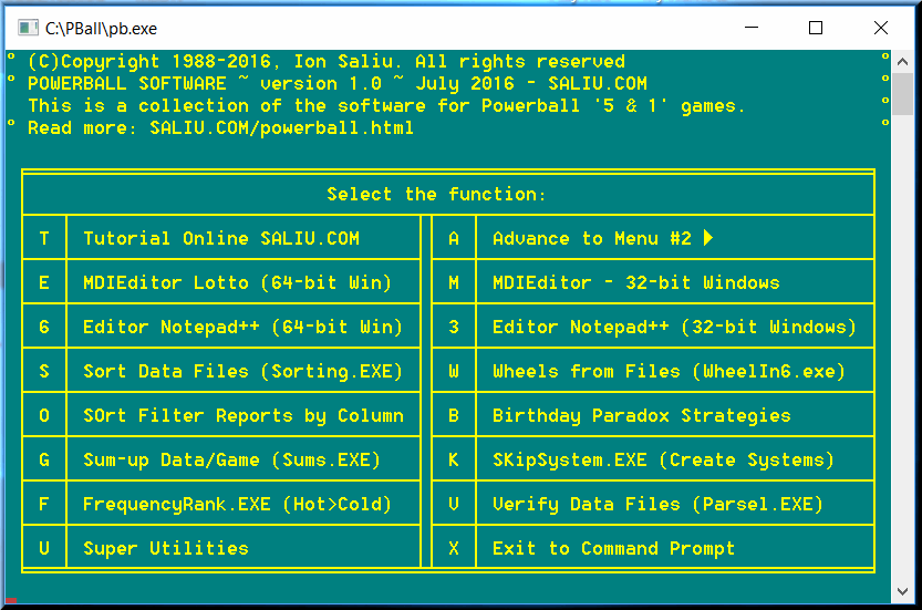 There is a new Powerball software package that works wonders at command prompt.