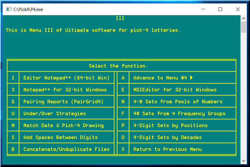 Ultimate lottery pick 4 has game specific programs to add spaces between digits in data files.