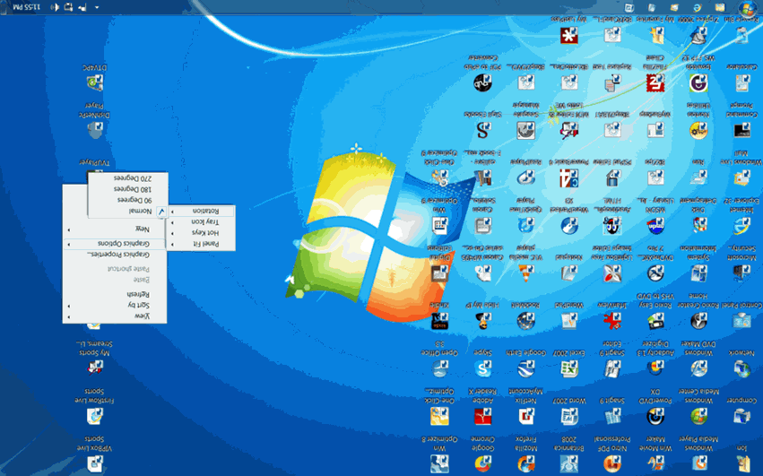 A screenshot of Windows Desktop showing how to rotate the display in 4 positions.