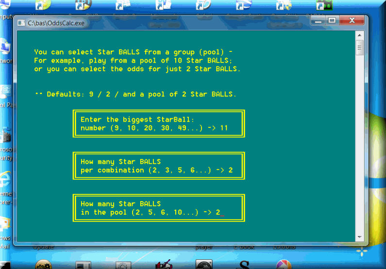 OddsCalc is lottery odds software to calculate lotto probabilities for Star numbers in Euromillions.