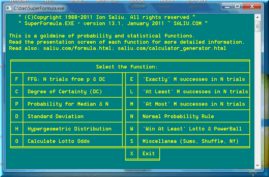 Software to calculate standard deviations, both binomial standard deviation, and statistical standard deviation based on mean average.