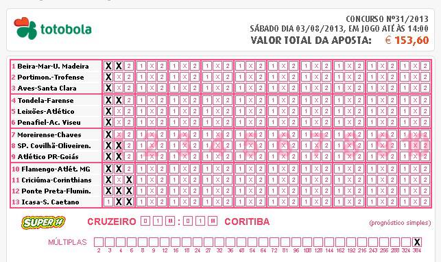 A betting slip or ticket for 1x2 in Europe football  Portugal here with games from Brazil.