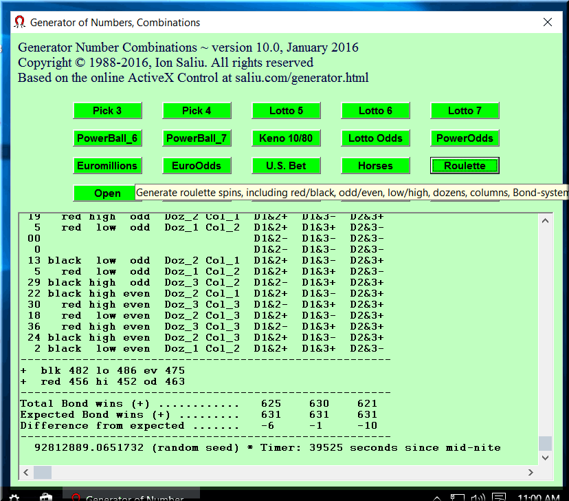 random number generator roulette wheel