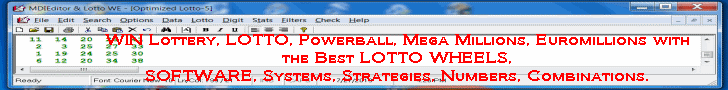 Lottery Utilities Software, Tools, Lotto Wheels, Systems.