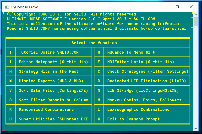 Screenshot of trifecta, exacta book #1 of the best winning horse-racing ultimate software.